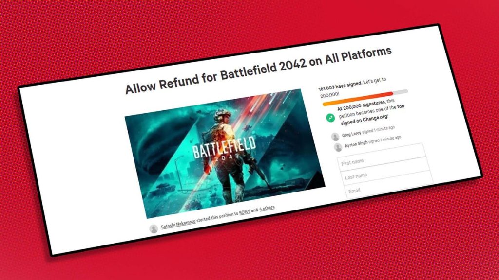 La petición de reembolso de Battlefield 2042 ahora tiene más de 150,000 jugadores