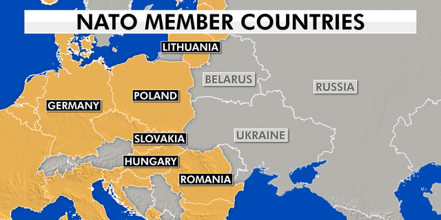 El mapa muestra el mapa de los miembros de la OTAN.