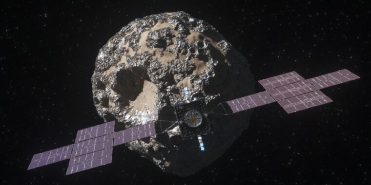 Ars recorre la sala limpia de la nave espacial Psyche que orbita asteroides en el JPL