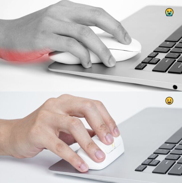 ConceptPix afirma que la mano de la imagen inferior es más cómoda que la mano de la imagen superior. 