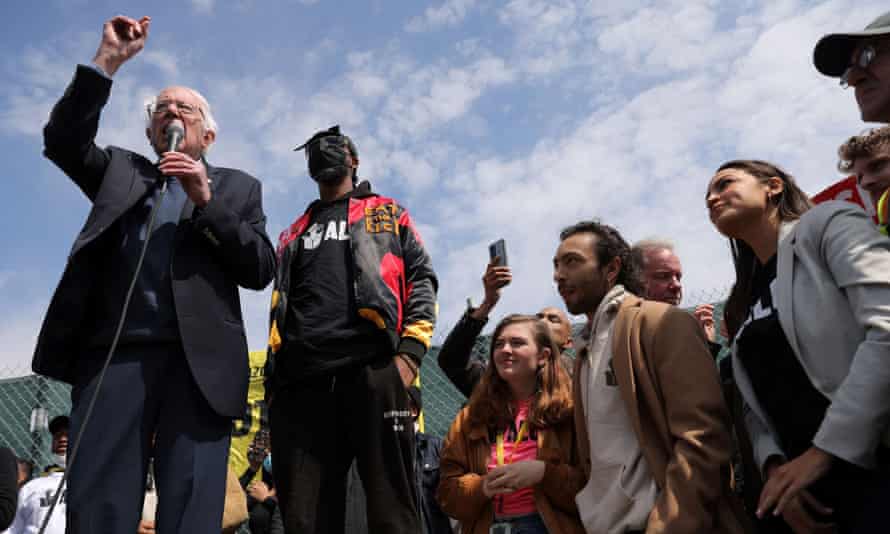 Bernie Sanders en el mitin en Staten Island.