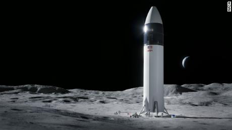 Esta ilustración muestra el diseño de un módulo de aterrizaje humano de SpaceX que llevará a los astronautas de la NASA a la superficie lunar a través del programa Artemis.
