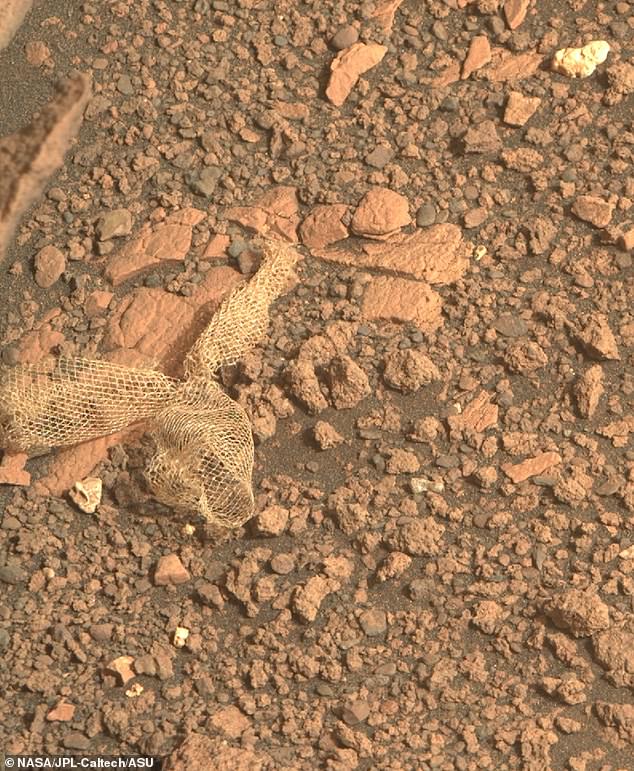 Recientemente, en junio, la perseverancia se topó con un trozo de la telaraña Dacron hecha jirones que lo ayudó a aterrizar de manera segura en Marte.