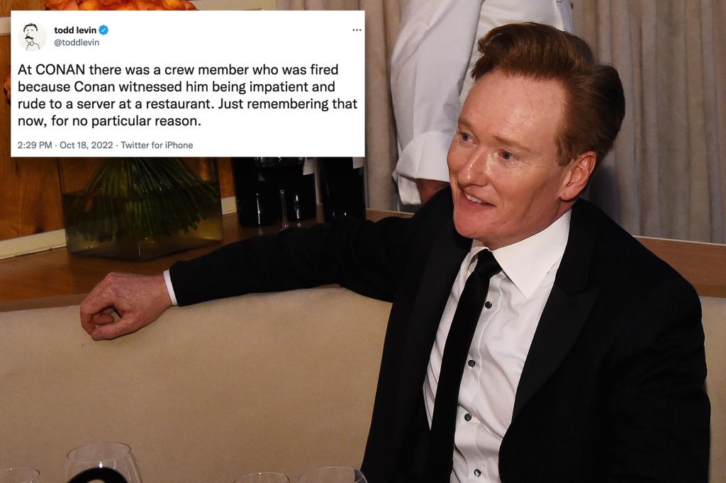 Según los informes, Conan O'Brien despidió a un empleado después de un accidente de restaurante 'grosero'