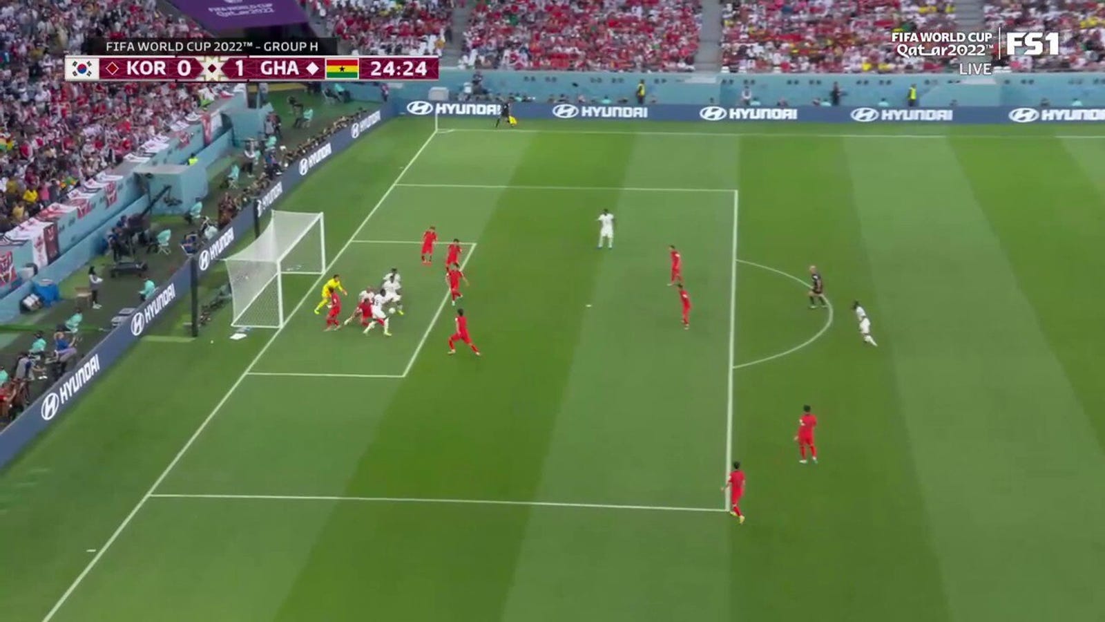 Mohamed Salisu de Ghana anota un gol contra la República de Corea en 24 minutos