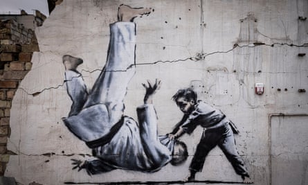 Obra que se cree que es Banksy en Borodianka.