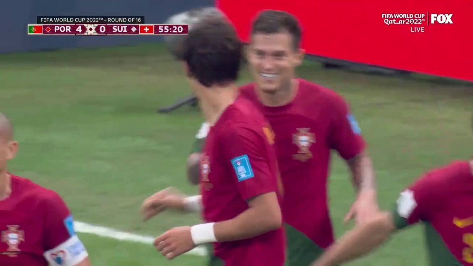 El portugués Rafael Guerrero marca un gol contra Suiza en el minuto 55