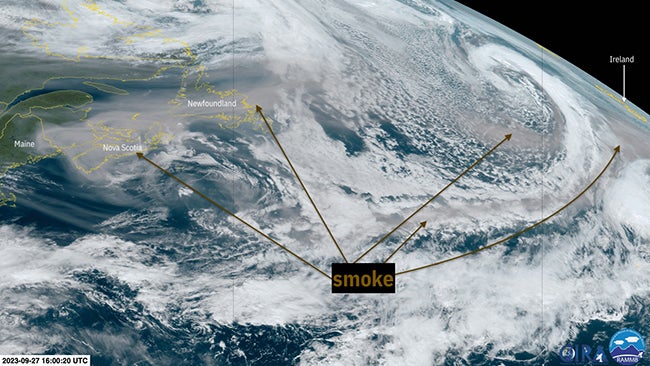 El humo de los incendios forestales en Canadá cruzó el Océano Atlántico