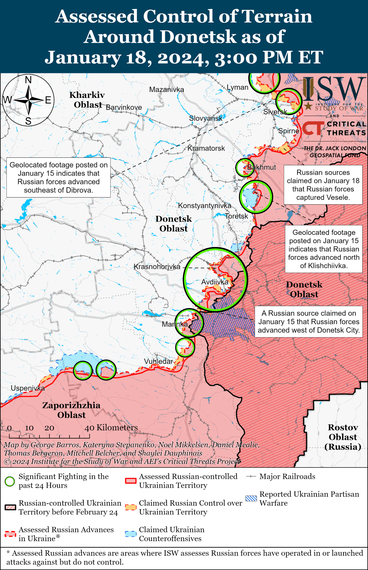 Mapa ISW del avance ruso en Donetsk-Zaporizhia