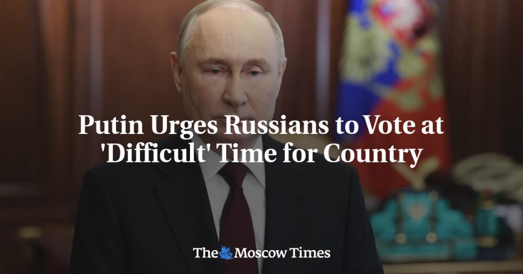 Putin insta a los rusos a votar en un momento "difícil" para el país
