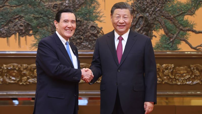 El presidente chino Xi recibe al ex presidente taiwanés en Beijing en una reunión inusual que encarna una era pasada de cálidas relaciones.